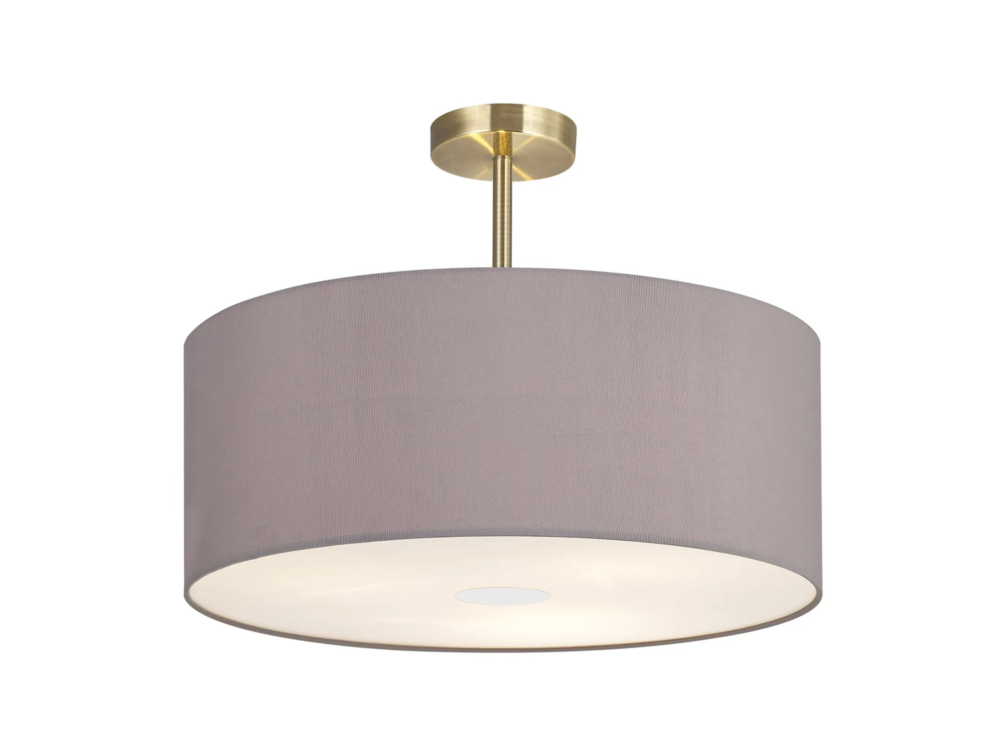 Baymont 50cm Semi Flush 3 Light Antique Brass, Grey, Frosted Diffuser